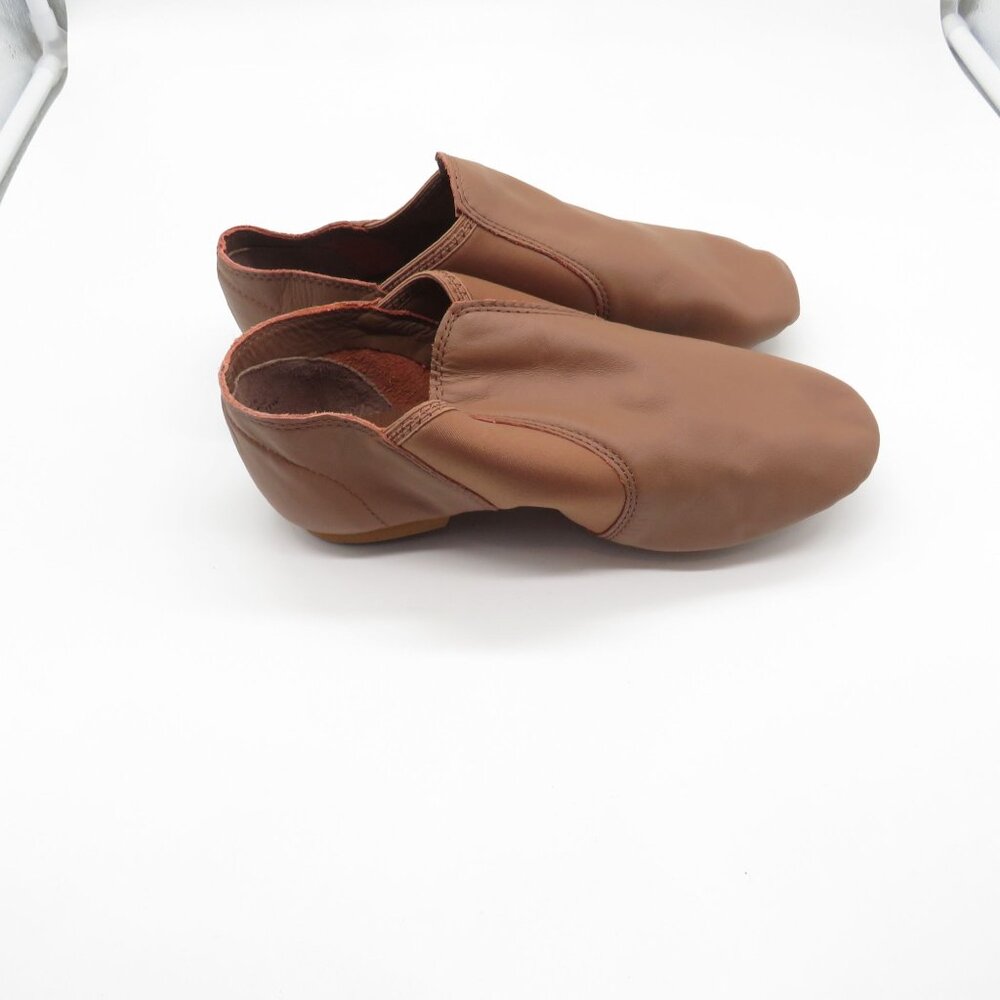 Capezio Women's Brown Leather Slip-On Jazz Dance Shoes 11 Rubber Soles NEW